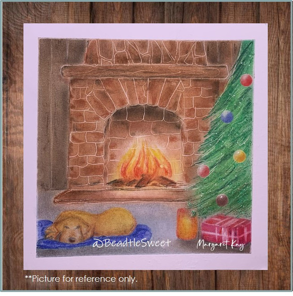 Nagomi Pastel Art: Dec Cozy Christmas Fireplace