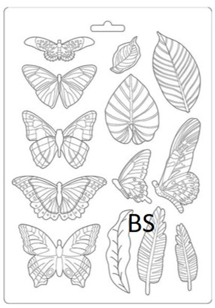 Stamperia Soft Mould A4 - Amazonia leaves and butterflies (K3PTA489)