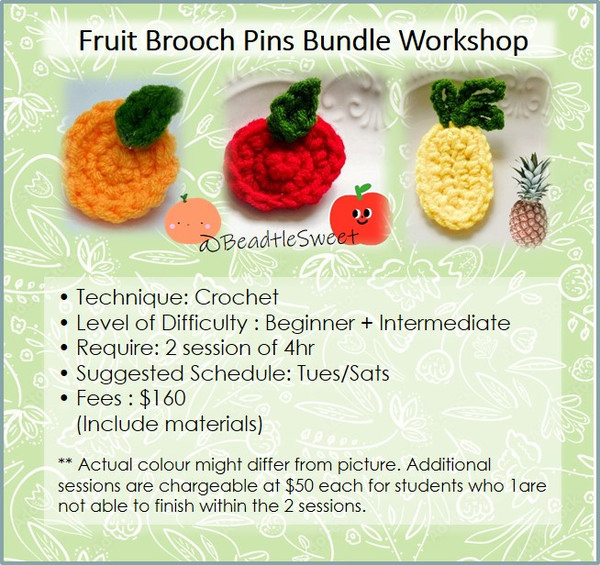 Crochet Workshop: Fruit Brooches Bundle Workshop