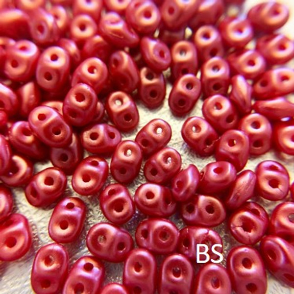 SuperDuo Beads 2.5X5mm Red White Luster