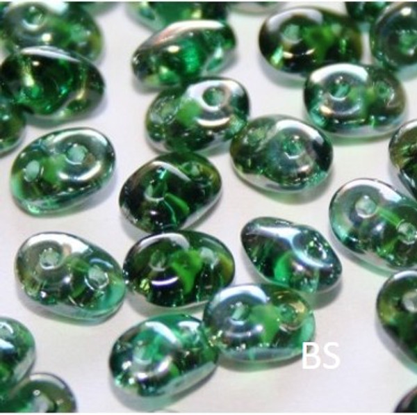 SuperDuo Beads 2.5X5mm Emerald Celsian