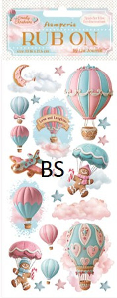 Stamperia Rub-on Transfer 10.16X21.6cm - Candy Christmas air balloons