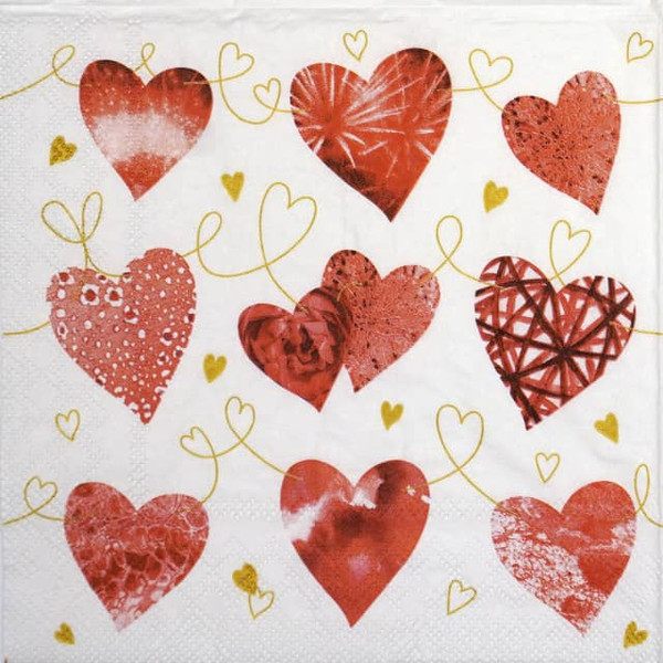 Ten Hearts Decoupage Napkin in Singapore