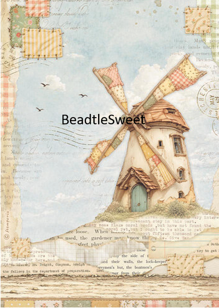 Stamperia Rice Paper - Cozy Family The Windmill