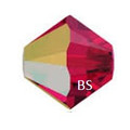 4mm Swarovski 5328 Light Siam AB Bicone Bead