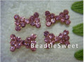 Pink Crystal Bow Nail Accessories