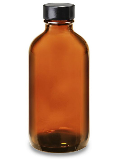 Amber Boston Round Glass Bottle - 4 oz.