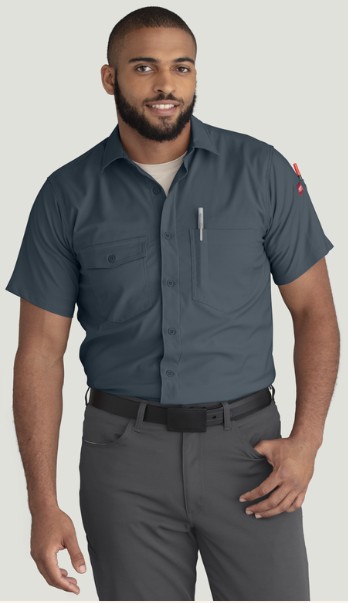 cooling dress shirt Magnetic Front Long Sleeve Cooling Shirt in Blue Check