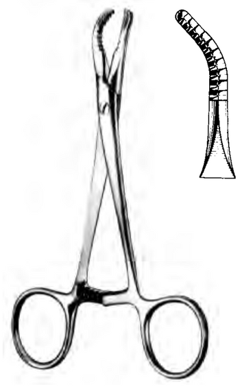Product Spectrum Bone Reduction Forcep, 5.5" (14cm), Slight Clamshell, Curved Jaws | SAH.20-1148 Image