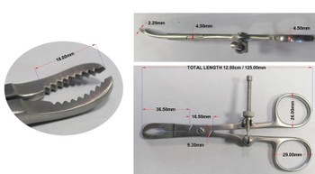 Product Spectrum Bone Reduction Forcep, 5" (12.5cm), Slight Clam Shell Serrated Tips, Curved Jaws, Speedlock | SAH.20-1149 Image