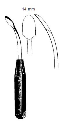 Product Vet Spectrum Ao Periosteal Elevator, 7.25" (18.5cm), Curved, Phenolic Handle, Rounded Spade, 14mm Tip | SAH.719640 Image