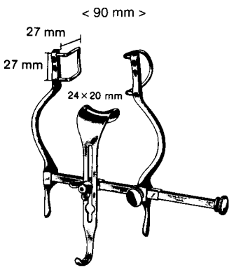 Product Spectrum Balfour Retractor (Baby), 3.5" (90mm) Spread, Single Shaft, 27x27mm Lateral Blades, 24x20mm C.B. | SAH.720528 Image