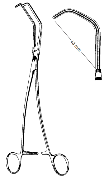 Product Spectrum Debakey Satinsky Tangential Occlusion Clamp, 8" (20.5cm), Atraumatic Jaw, 43mm Jaw Width | SAH.13-2501 Image