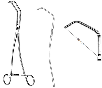 Product Spectrum Debakey Satinsky Tangential Occlusion Clamp, 9.5" (24cm), Atraumatic Jaws, 55mm Jaw Width | SAH.13-2511 Image