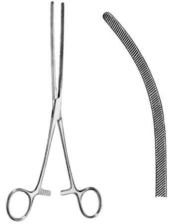 Product Vet Spectrum Doyen Intestinal Forcep, 6.75" (17 cm), Curved, Cross Serrations | SAH.704406 Image