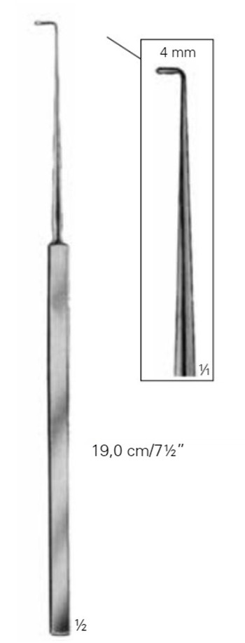 Product Vet Spectrum Cushing Nerve Hook, 7.5" (19cm), Right Angle, Blunt, 4mm Tip | SAH.720569 Image