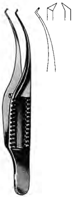 Product Spectrum Barraquer (Colibri) Iris Forcep, 2.75" (7cm), Semi-Curved, Angled Up Teeth, 0.12mm Tip | SAH.24-5369 Image