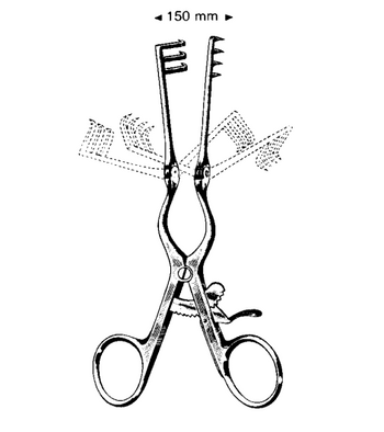 Product Spectrum Adson (Baby) Retractor, 6.25" (16cm), 3x4 Prongs, Sharp, With Hinge | SAH.25-3738 Image