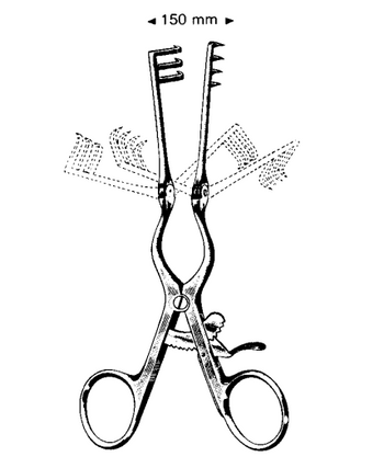 Product Spectrum Adson Retractor, 10.25" (26cm), 3x4 Prongs, Sharp, With Hinge | SAH.25-3742 Image
