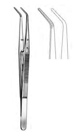 Product Spectrum London-College Dressing Forceps, 6" (15cm), Angled, Serrated, With Lock | SAH.30-7306 Image