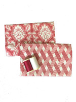 Damas Red - Two Printed Swatches with Matching Threads 