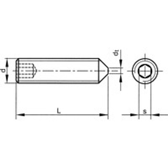 M6X8 Skt Set Screw - Cone Point (Gr-45H) (14.9)