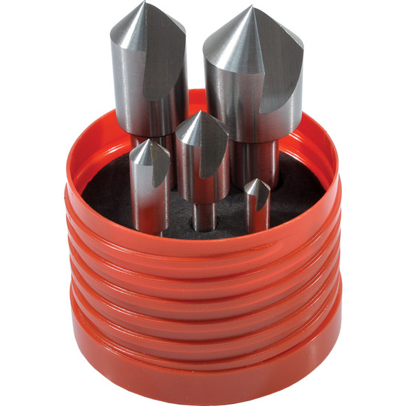 Sherwood 5-pce 90Deg HSS Single Flute Countersink Set