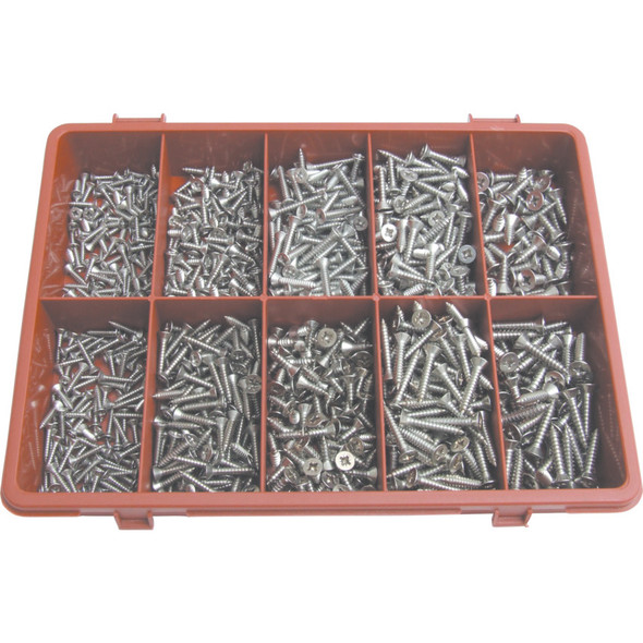 Qualifast Pozi C/Sunk Self Tapping Screw Kit A2 Avg-900Pc