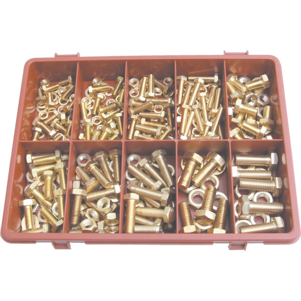 Qualifast Metric Hex Head Set, Nut &Washerkit Brass Avg-110Pc Qualifast Metric Hex Head Set, Nut &Washerkit Brass Avg-110Pc