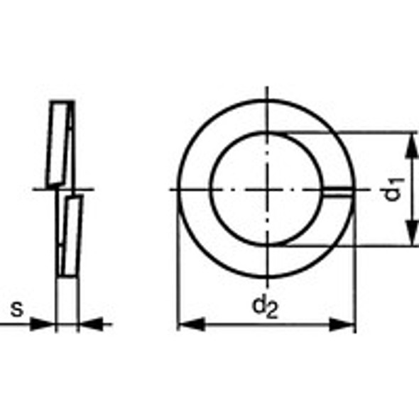 M5 SQUARE SINGLE COIL SPRING WASHER - BZP DIN 7980 0.05