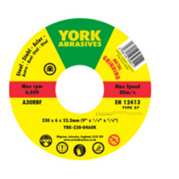 York 230X6X22.23 A30Rbf Dpc Grinding Disc, T27