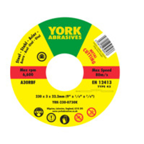 York 230X3X22.23 A3Orbf Cutting Disc, T42