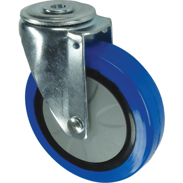 SWIVEL BOLT HOLE 75mm BLUE RUBBER TYRE 300.27