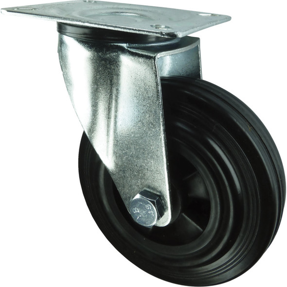 Atlas Swivel Plate 80mm Rubber Tyre; Poly Centre Atlas Swivel Plate 80mm Rubber Tyre; Poly Centre