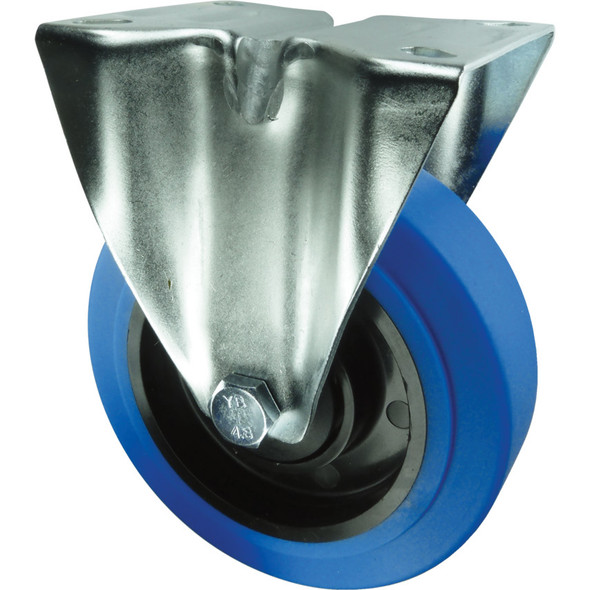 Atlas Fixed Plate 80mm Blue Rubber Tyre Atlas Fixed Plate 80mm Blue Rubber Tyre