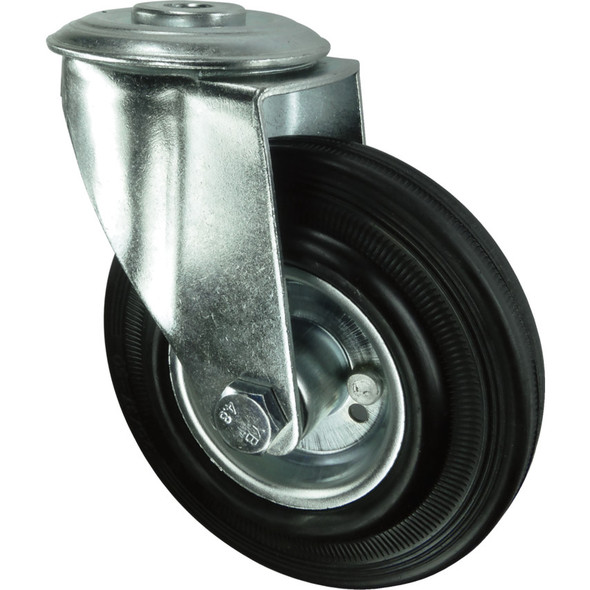 SWIVEL BOLT HOLE 100mm RUBBER TYRE; STEEL CENTRE 117.23