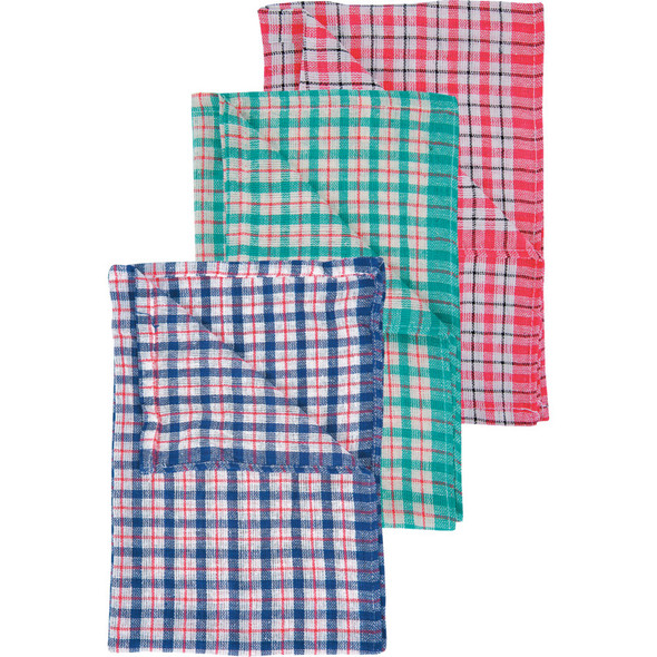 TEA TOWEL CHECKED ASS COLOURS PK10  430X 680MM 190.6