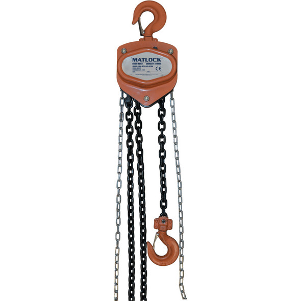 Matlock 1.0 Ton 2.5Mtr Hand Chainhoist C/W Overload Brake