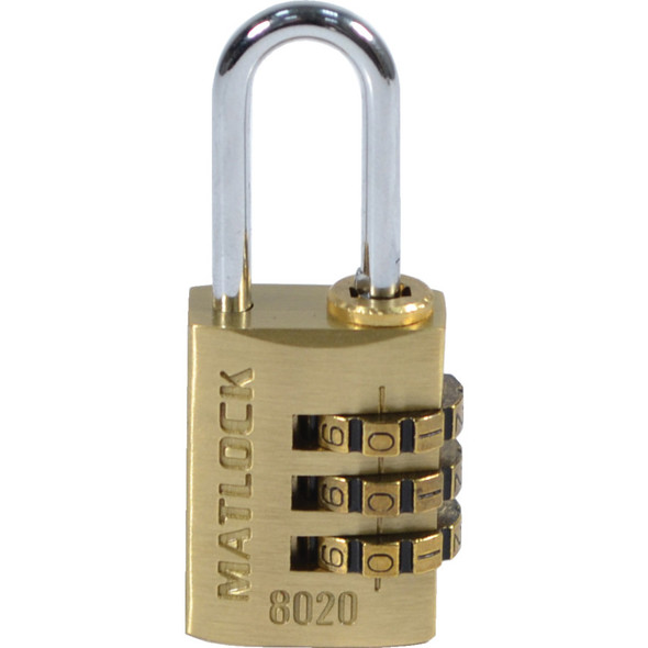 Matlock 20mm Brass Combination Padlock 3Dials