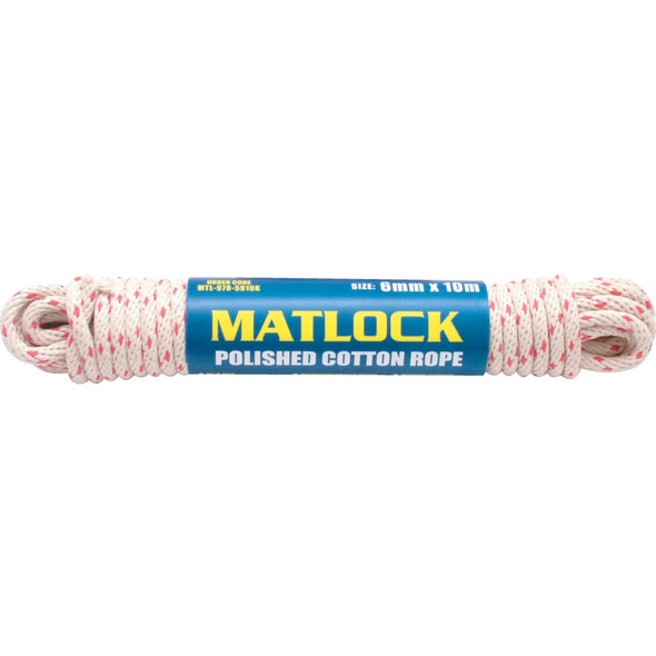 Matlock No.8 6mm S.B. Cotton Redspot Sashcord 10M Hank