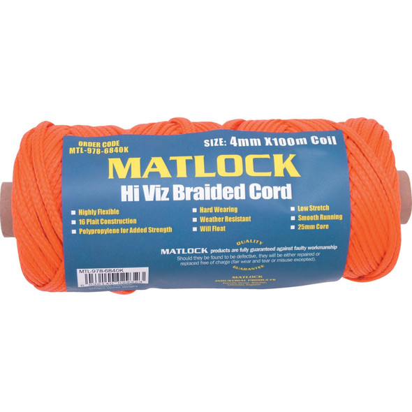 4mmx100M 16PLT. ORANGE H/TENACITY POLYPROP BRAID 462.07