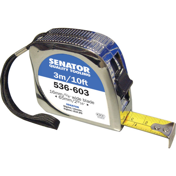 Senator 3M/10' Locking Tape Measure- Chromed Case Senator 3M/10' Locking Tape Measure- Chromed Case