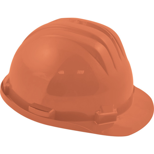 SAFETY HELMET STD + PLASTIC 6 POINT HARNESS ORANGE 89.25