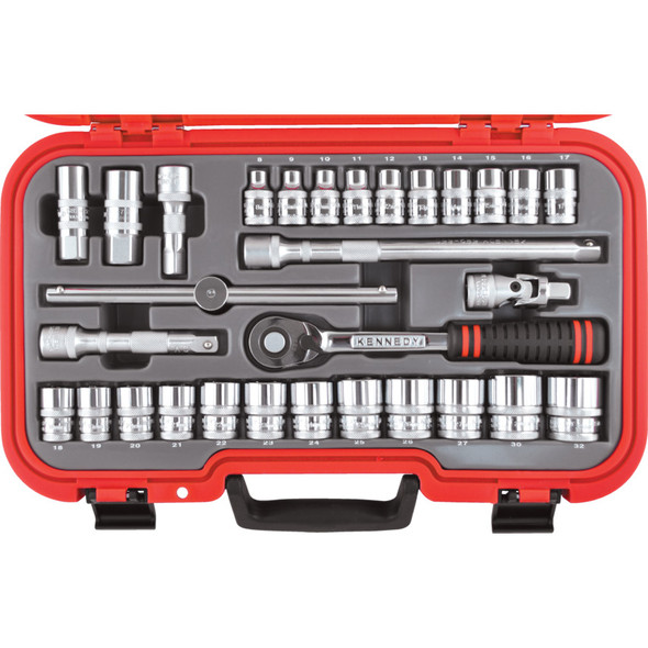 Kennedy Metric 30Pc Ken-Grip Socket Set 1/2" Sq Dr