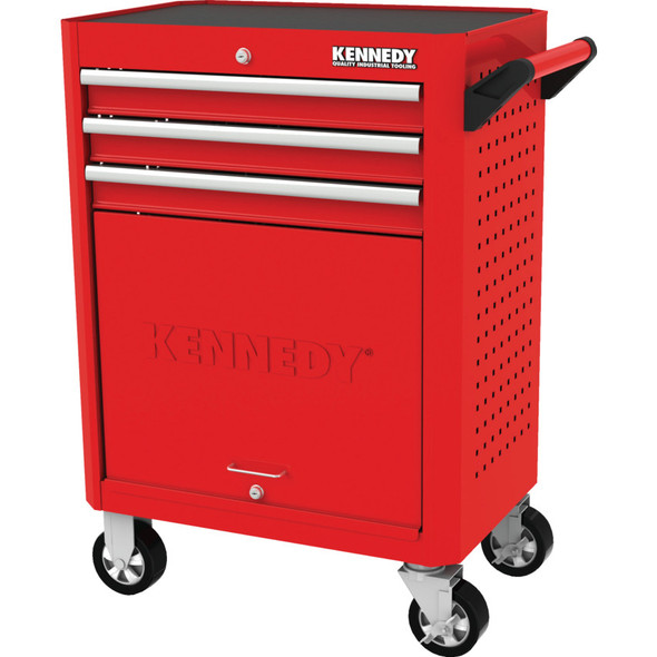 Kennedy Red-28" 3 Drawer Roller Cabinet