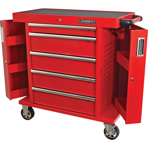 Kennedy Red-36" 5 Drawer Roller Cabinet