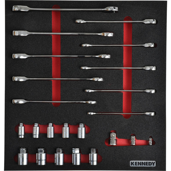 Kennedy 23Pcs Ratchet Spanner &Socket Set With Foam  T0691