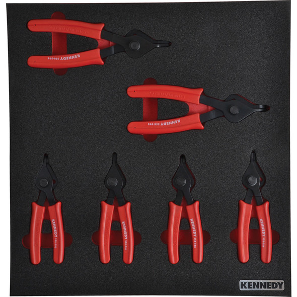 Kennedy 6pce 10-48mm Reversible Circlip Plier Set With Foam  M1832