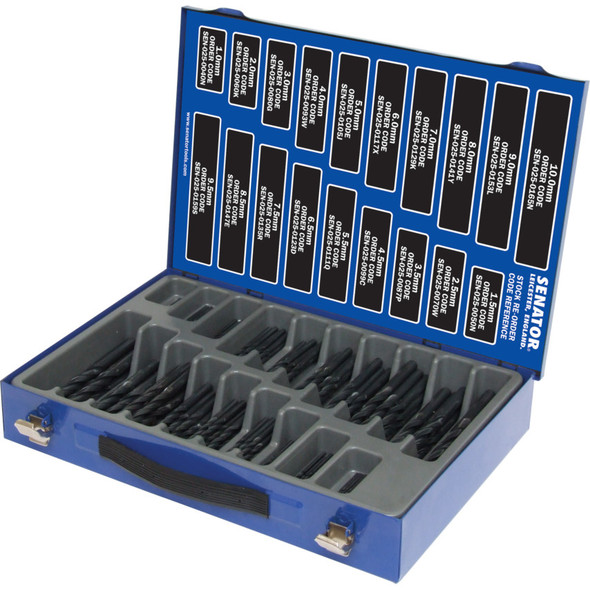 Senator 1-10mm X 0.5mm HSS Metricworkshop Drill Set 170Pc