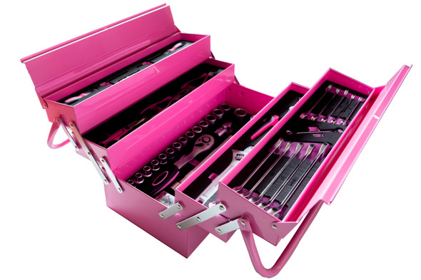 Kengirl Pink And Black Metal Toolbox Toolkit 77pce